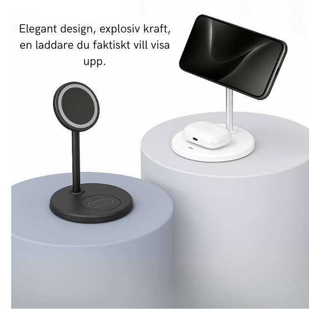 MagCharge Duo - Magnetisk 2-i-1 trådlös laddningsstation