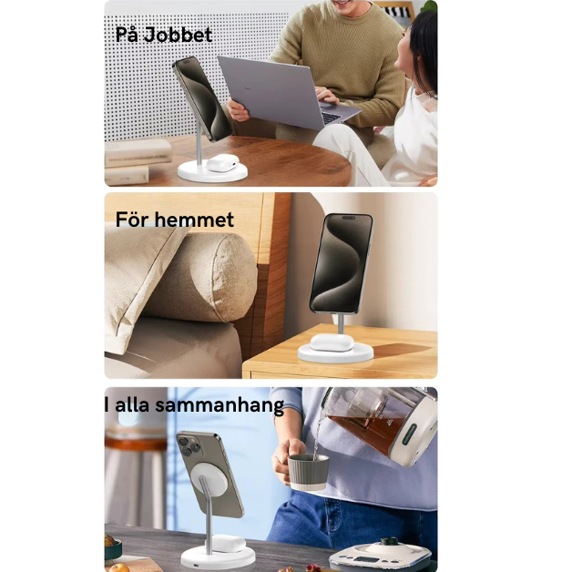 MagCharge Duo - Magnetisk 2-i-1 trådlös laddningsstation
