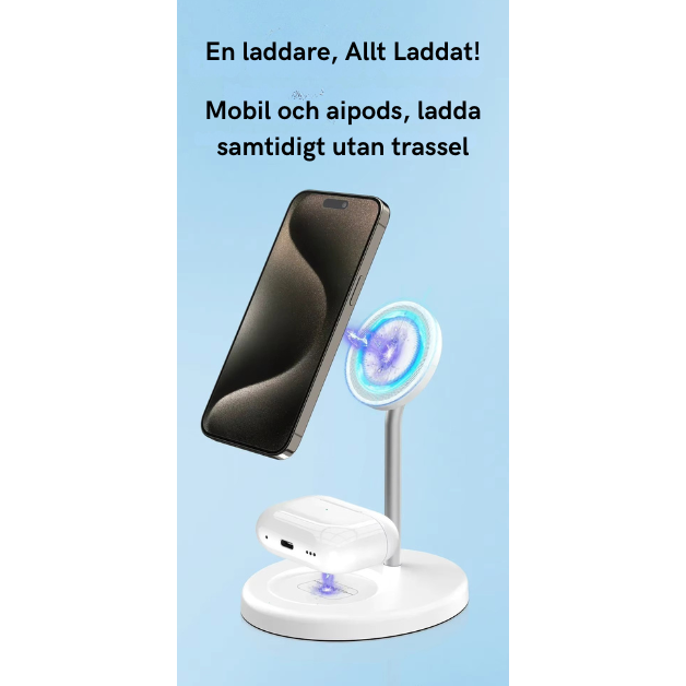 MagCharge Duo - Magnetisk 2-i-1 trådlös laddningsstation